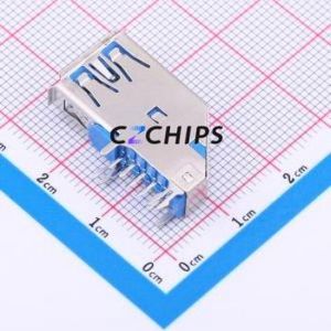 USB-304CD-ARY USB Connector Bent Lead Through Hole Connector Type-A USB 3.0 Female Right Angle Insert - Product Image 2