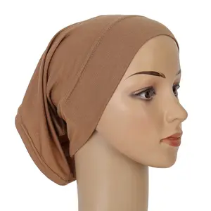 Modal Đàn Hồi Nhiều Màu Dây Đeo 80% Cotton Đáy Cap Nhà Sản Xuất Bán Buôn Hồi Giáo Malaysia Hat Headscarf Cap