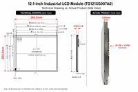 Écran industriel 12,1 pouces XGA IPS LCD 1024x768 1000 Nits LVDS 20 PIN 1:1 de remplacement pour Mitsubishi AA121XG AUO G121XN Tianma
