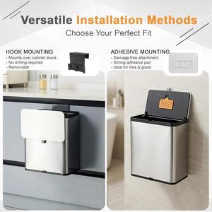 Venta Directa de Fábrica: Cubo de Basura Suspendido de 5L con Tapa, Cubo de Basura Pequeño para Cocina con Gancho, Cubo de Almacenamiento Montado en la Pared - Product Image 6