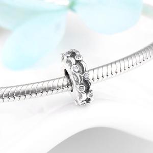 Perles numérotées 8 en argent sterling 925 véritable, perles blanches avec fermoir et entretoises en zircon cubique transparent, breloques pour bracelet, fabrication de bijoux pour femme, vente en gros - Product Image 3