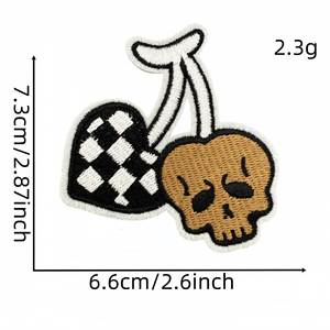 Patchs en tissu punk thermocollants pour vêtements, série marron : Crâne, Cœur, Fantôme, Badge de dessin animé, Broderie informatique - Product Image 5