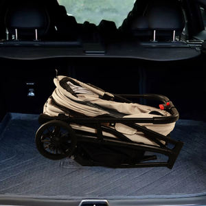 ใหม่รถเข็นสำหรับสัตว์เลี้ยงแบบพับได้พร้อมที่คลุมสภาพอากาศรถเข็นสุนัขกรงแมวพร้อมตะกร้าเก็บของรถเข็นสุนัขพับได้ด้วยปุ่มเดียว - Product Image 3