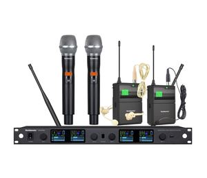 Sistema de micrófono inalámbrico profesional de 4 canales UHF 4U de largo alcance (300m) con tecnología True Diversity para presentaciones en escenario. - Product Image 2