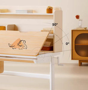 Bureau d'étude pour enfants <span class=keywords><strong>Igrow</strong></span>, réglable, en bois massif, avec étagère et tiroirs de rangement, design minimaliste, bureau scolaire - Product Image 4