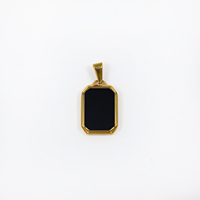 Collier délicat en acier inoxydable avec pendentif carré en or 18 carats, turquoise, coquillage, lapis-lazuli, émail, malachite et onyx pour homme