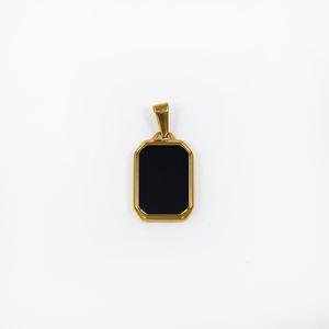 Delicado colgante de concha de turquesa de oro de 18 quilates, collar de piedra de ónix de malaquita esmaltada de lapislázuli cuadrado de acero inoxidable para hombres - Product Image 4