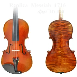 Aiersi-violín profesional pintado a mano con caja y Cuerda de arco, arce flameado, antiguo, rojo y marrón