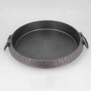 Wajan penggorengan besi cor penggorengan piring Steak piring panggang BBQ piring penggorengan berkemah wajan bulat anti kusut - Product Image 4
