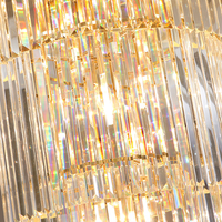 Nouvelle lampe de lustre LED décorative de luxe en fer doré avec cristaux transparents, réglable en hauteur, pour escalier de villa ou hôtel