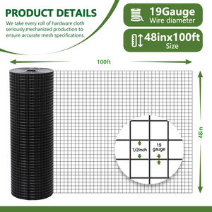 Panno nero in metallo 1/<span class=keywords><strong>2</strong></span> pollici calibro 19 48 "x 100 'rivestito in PVC saldato rete metallica da giardino recinzione impianto recinzione pollaio - Product Image 3