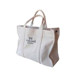 Bolsa de Compras de Gran Capacidad con Diseño de Letras en Lona de Algodón Natural Personalizada - Product Image 1
