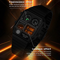Montre numérique unisexe SANDA 3192, montre-bracelet électronique à double affichage tendance, montre de sport étanche pour étudiants avec réveil