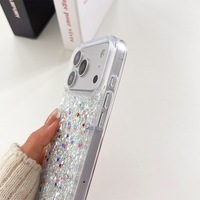 Coque de téléphone en TPU époxy avec paillettes et sequins pour iPhone 17 Pro Max, style coréen, tendance, antichoc, design simple, compatible avec iPhone 16 Plus, 15, 14