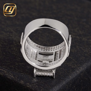 Wholesale Custom S925 Silver Lab Created Diamond Square Cluster Ring IGI Certificate Micro Pave Engagement Wide Band Jewelry - Product Image 4