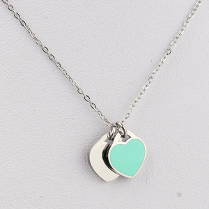 Collier superposé en forme de cœur, chaîne de clavicule en acier inoxydable bleu pour femmes, bijoux à porter au quotidien, cadeau - Product Image 2