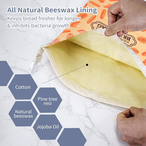 用于酸面团和自制面包的2包蜂蜡面包袋-天然棉酸面团可重复使用的蜂蜡食品储物袋 - Product Image 4
