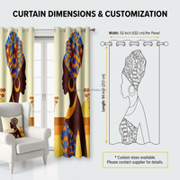 Rideaux occultants en polyester 100% imprimés en 3D personnalisés, art africain de femme noire, 2 panneaux, occultation de la lumière, rideaux thermiques, taille personnalisée, OEM/ODM