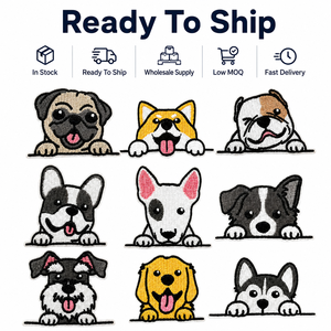 Prêts à expédier : Patchs pour chiens, badges brodés mignons de chiots espionnant, appliques thermocollantes <span class=keywords><strong>Corgi</strong></span> Pug pour sacs et chapeaux, vente en gros en stock - Product Image 6