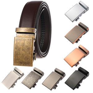Ceinture à boucles automatiques en alliage noir pour hommes en cuir véritable à la mode pour hommes - Product Image 5