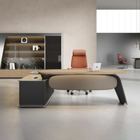 Grande table de direction en forme de L, mobilier de direction de luxe avec rangement, bureau de direction, table de direction haut de gamme