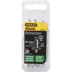 Remaches de aluminio Stanley de 5/32 pulgadas, 4 mm de diámetro, rango de agarre de 1/4 pulgadas, paquete de 20 - Product Image 2