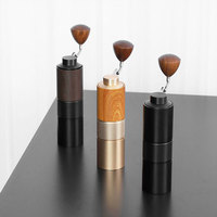 Moulin à café manuel en aluminium réglable sur mesure, avec moulin à grains 6 étoiles en acier inoxydable, mini portable, avec poignée en bois