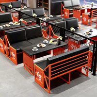 Ensemble table et chaises de style industriel pour restaurant commercial, bar, café, salon de thé, banquette personnalisée en PU pour 4 personnes