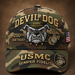 Gorra de béisbol bordada con diseño de Perro del Infierno del Cuerpo de Marines de EE. UU., en stock, MOQ 1, para el 250.º aniversario de EE. UU., estilo europeo y americano - Product Image 4