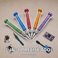 Juego de Destornilladores de Precisión de 5 Piezas con Mango de Acero Moleteado Antideslizante, Herramienta OEM para Reparación de Dispositivos Electrónicos