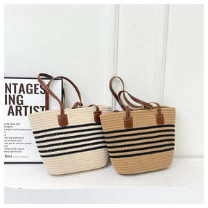 Bolsos de hombro de mujer playa moda verano bolsos de cuerda de algodón combinables personalizados al por mayor baratos - Product Image 6