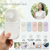 Ventilateur de cou portable 4 en 1 avec fonction de suspension USB/alimenté par batterie pour l'extérieur et le ménage Ventilateur de refroidissement par air en plastique