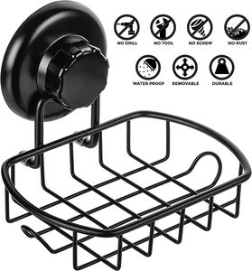 Accessoires noirs Porte-<span class=keywords><strong>savon</strong></span> à <span class=keywords><strong>ventouse</strong></span> avec crochets Porte-<span class=keywords><strong>savon</strong></span> de douche à <span class=keywords><strong>ventouse</strong></span> sous vide super puissant - Product Image 5
