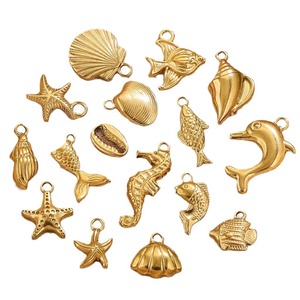 Amuleto de Estrella de Mar y Concha de Sirena Oceánica |   Colgante de Acero Inoxidable Chapado en Oro PVD de 18K para Hacer Joyas DIY, para Pulseras y Collares - Product Image 4