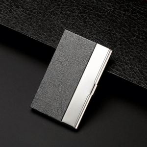 Custom Logo Silver Metal Name Card Case Stainless Steel PU Business Card <b>Holder</b> for BusinessLuxury Business Card Case - Product Image 6