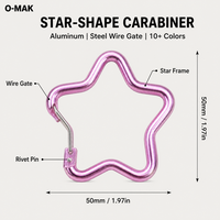 Mosquetón de Aleación de Aluminio en Forma de Estrella de Cinco Puntas para Llavero / Colgante de Bolso / Tirador de Cremallera, 21 Colores, Personalización OEM