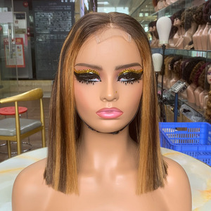 Prix de gros Perruques de cheveux humains pour femmes 12 pouces Couleur Piano Perruque Kim Bob 2x6 Cheveux humains vierges - Product Image 2