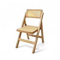 Chaise de salle à manger pliante en bois massif de style nordique avec assise en rotin personnalisée, mobilier moderne de haute qualité pour restaurant et bureau
