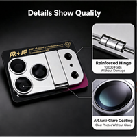 Protection d'objectif d'appareil photo AR+AF Armor Plate pour iPhone 18 Pro Max avec béquille pliable, charnière renforcée et verre trempé 9H