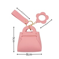 Porte-monnaie mini en cuir PU avec pendentif fleur et porte-clés, sac de rangement pour filles - Grande Vente