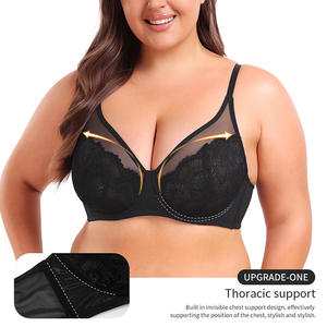 Soutien-gorge d'été ultra-mince pour femmes personnalisé sous-vêtement de soutien en dentelle de grande taille avec broderie sans fil pour les gros seins - Product Image 5