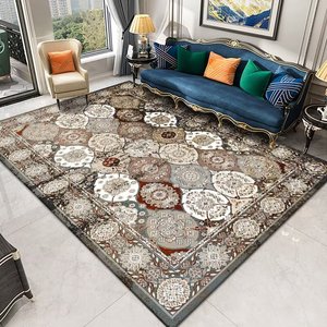 Rutschfester TPR Großer Wohnzimmerteppich Persischer Europäischer Stil Samt Kurzflor Polyesterteppich Maschinenwaschbar Maschinengefertigt - Product Image 4