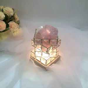 Lámpara de <span class=keywords><strong>Cristal</strong></span> Cuadrada, Cubo Mágico, Mineral Metálico, Cristales Naturales Ligeros, Lámpara de Mesa para <span class=keywords><strong>Hotel</strong></span> o Mesita de Noche - Product Image 6