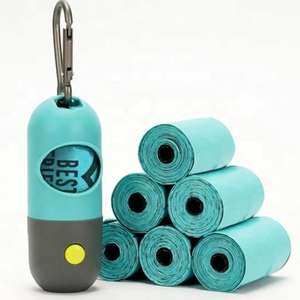 Dispensador de Bolsas para Excremento de Perro con Linterna LED, Funciona con Botón, Dispensador de Bolsas de Silicona Sostenible para Desechos de Mascotas - Product Image 1