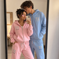 Survêtements d'hiver unisexes et respirants pour hommes 3D Puff Print Graphic Men Sweatpants Set Baggy Cotton Sport Zip up Men Tracksuit Set
