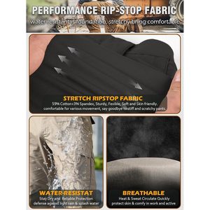 Pantalon de travail cargo extensible pour homme, résistant à l'eau, ripstop, tactique, de randonnée, 12 poches - Product Image 3