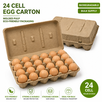 Vente en gros de boîtes à œufs en pulpe moulée à 24 alvéoles avec couvercle, boîte à œufs en papier biodégradable et recyclable pour élevages de poulets et supermarchés