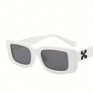 Lunettes de soleil carrées noires vintage personnalisées 2022 pour hommes, protection UV400, monture en X, petites lunettes rectangulaires pour femmes - Product Image 4