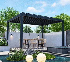 Pergola rétractable en aluminium de luxe pour jardin, gazebo imperméable en aluminium pour piscine, pavillon extérieur en aluminium avec auvent - Product Image 1