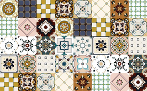 Tapis mural 3D personnalisé imperméable stéréoscopique pour décoration intérieure d'hôpitaux et d'hôtels, <span class=keywords><strong>imitation</strong></span> carrelage, style ethnique - Product Image 3